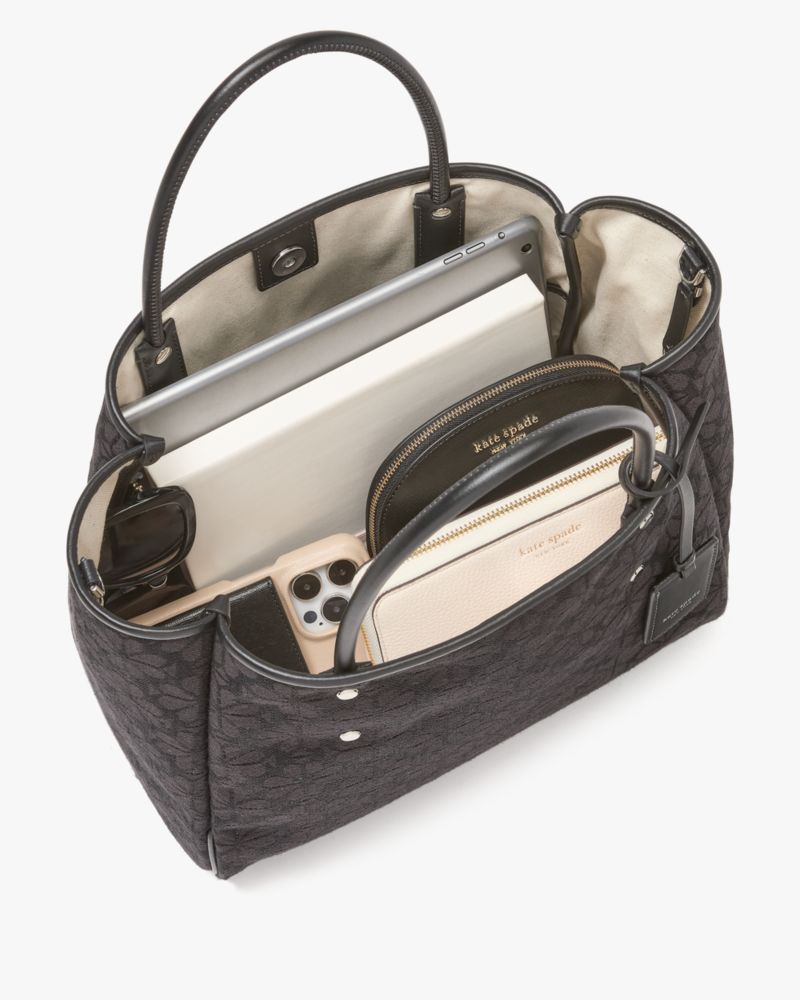 Kate Spade,スペード フラワー ジャカード ミディアム エブリシング トート,トートバッグ,ブラックマルチ