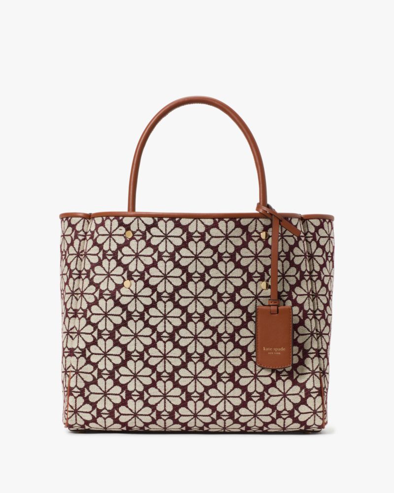 Burgundy Multi Spade Flower Jacquard Medium Everything Tote