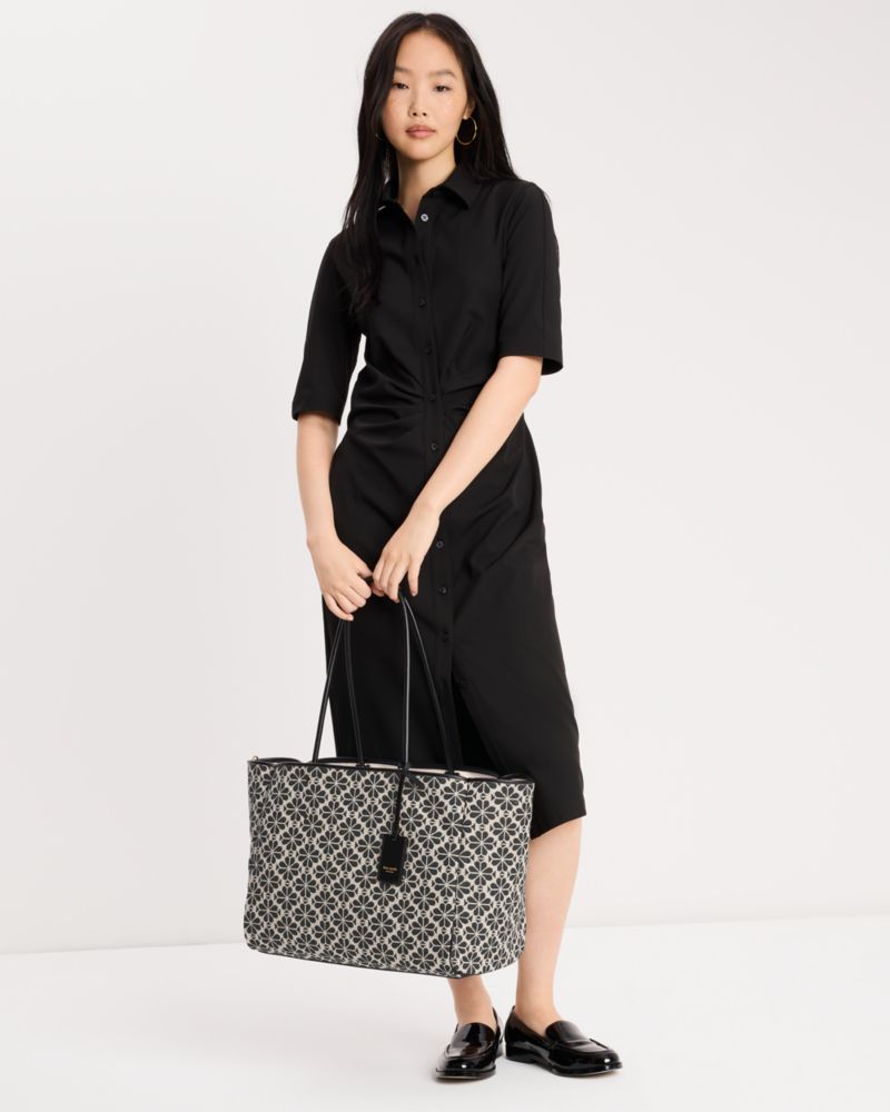 Kate Spade,スペード フラワー ジャカード ラージ エブリシング トート,トートバッグ,サンドマルチ