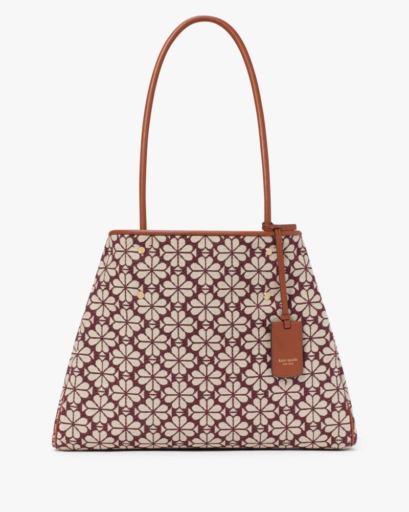 Kate Spade,スペード フラワー ジャカード ラージ エブリシング トート,トートバッグ,バーガンディマルチ