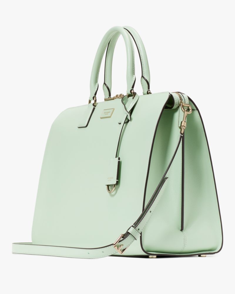 Kate Spade,Serena Laptop Bag,Leather,Briefcase,Logo,Metal,Adjustable,Work,Green