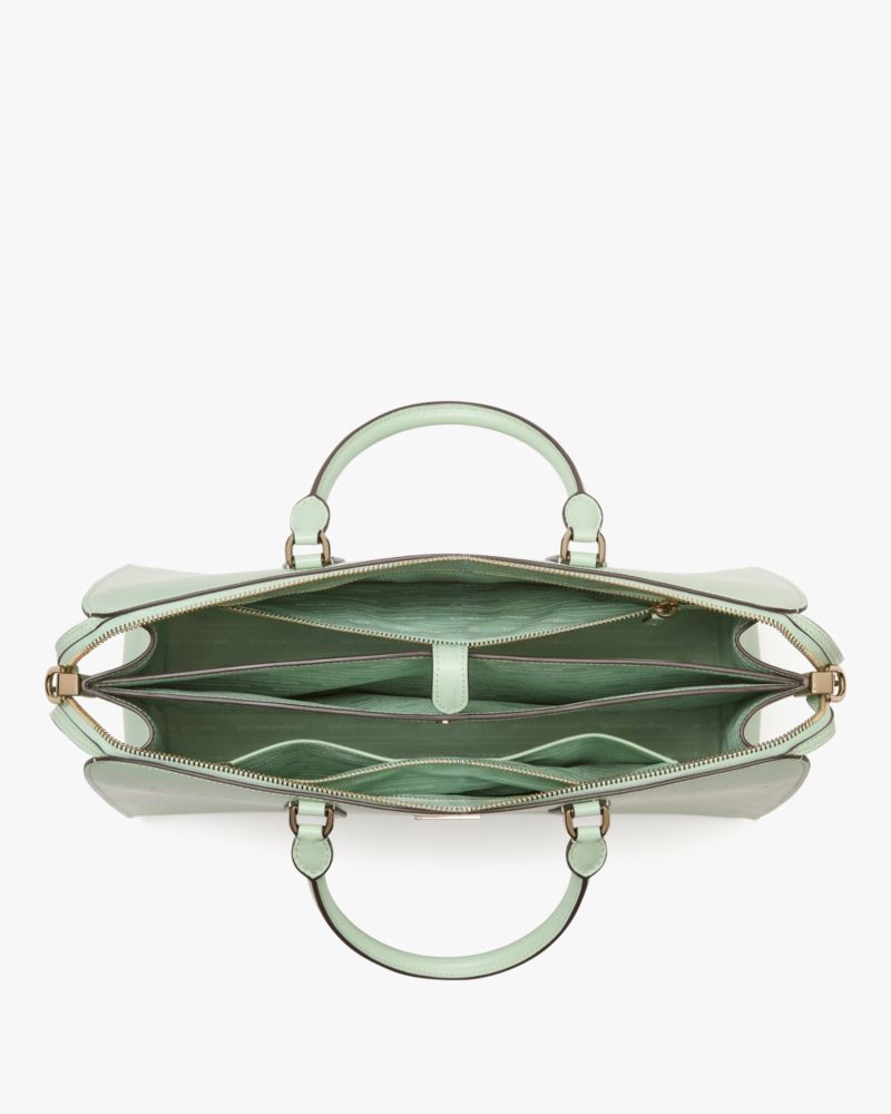Kate Spade,Serena Laptop Bag,Leather,Briefcase,Logo,Metal,Adjustable,Work,Green