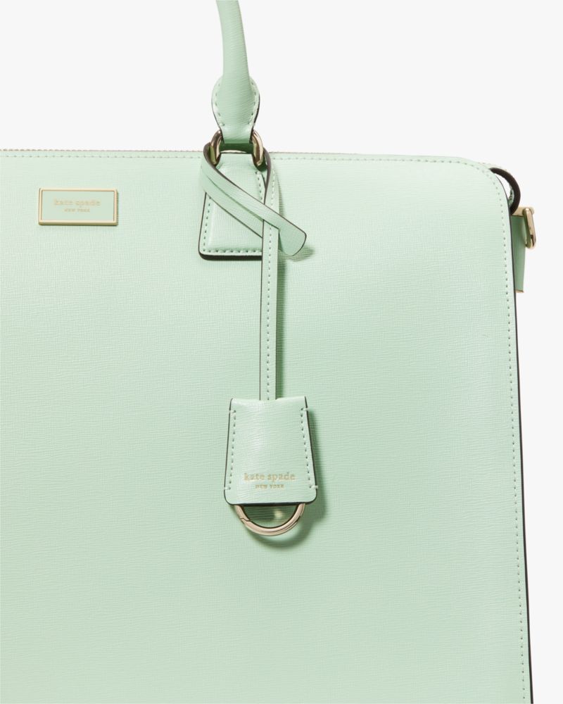 Kate Spade,Serena Laptop Bag,Leather,Briefcase,Logo,Metal,Adjustable,Work,Green