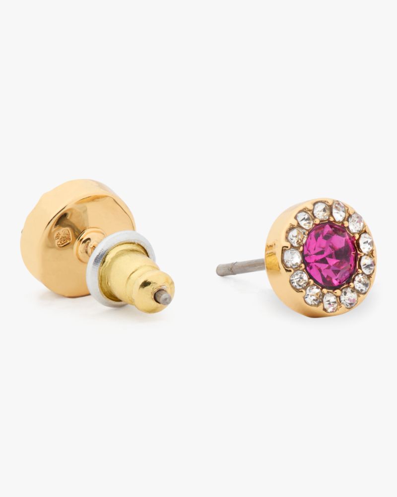 Kate Spade,You're A Gem Pave Halo Studs,Fuchsia