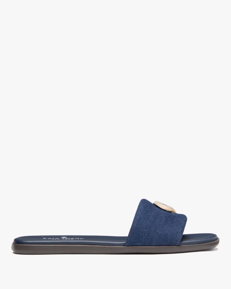 Kate Spade,Kendall Denim Slide Sandal,Navy