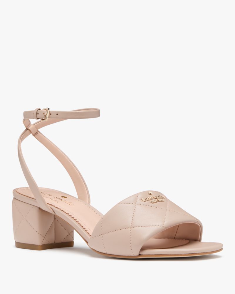 Kate Spade,Pillow Smooth Leather Mid Ankle Strap Sandal,Beige