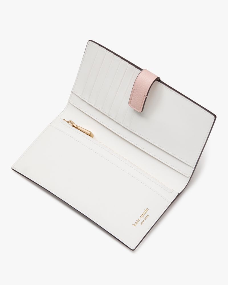 Kate Spade,Ava Colorblocked Bifold Wallet,Leather,Card Case,Bi Fold,Word Embellishment,Logo,Color Block,Casual,