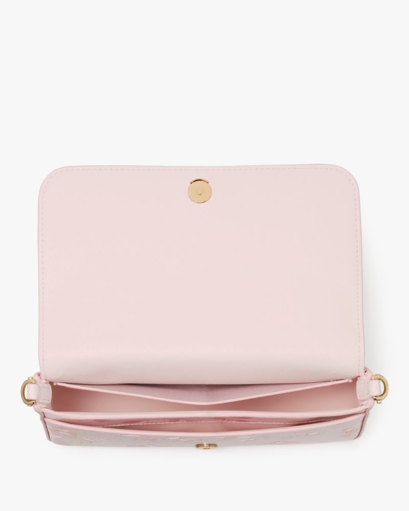 Kate Spade,Serena Spring Pansies Chain Wallet,Crossbody,Metal,Logo,Casual,Pink