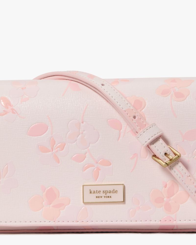 Kate Spade,Serena Spring Pansies Chain Wallet,Crossbody,Metal,Logo,Casual,Pink