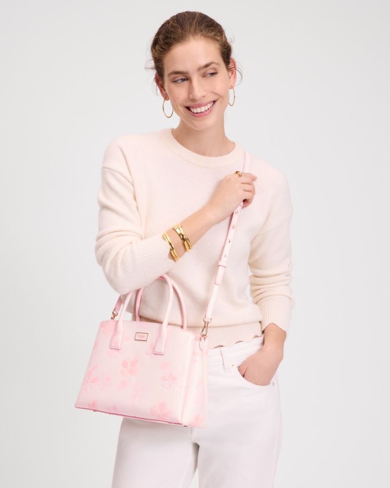 Kate Spade,Serena Spring Pansies Satchel,Cream