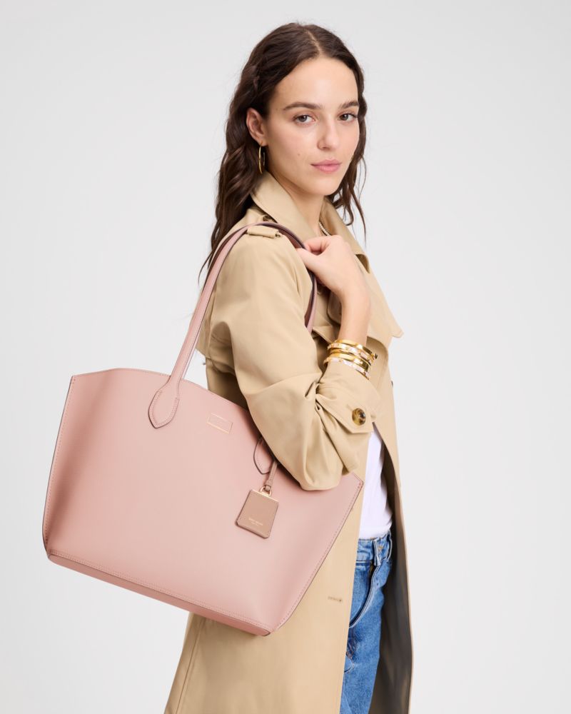 Kate Spade,Suite Tote Bag,Leather,Tote,Logo,Metal,Lined,Work,Pink