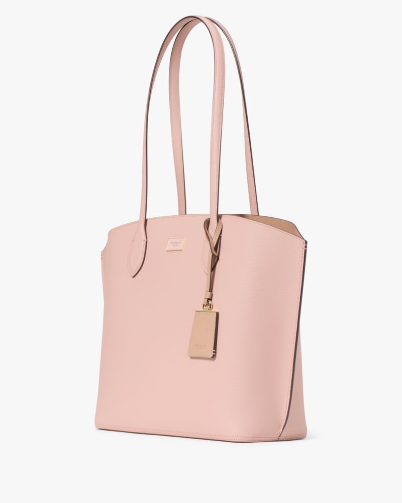 Kate Spade,Suite Tote Bag,Leather,Tote,Logo,Metal,Lined,Work,Pink