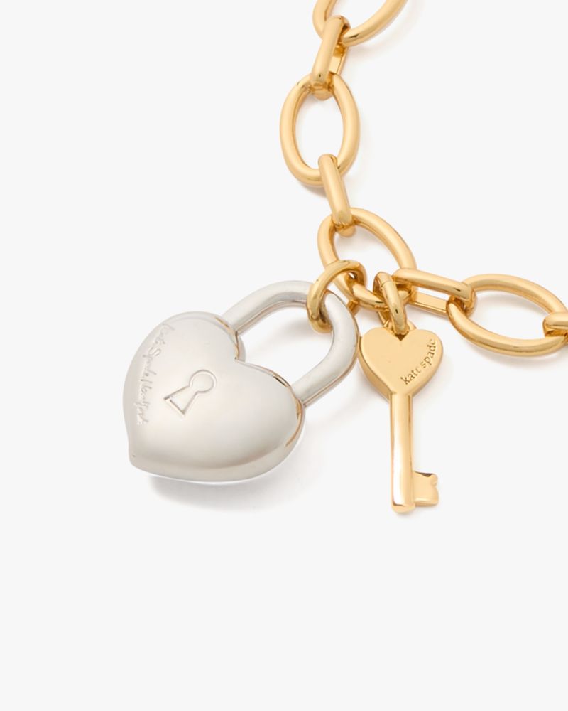 Kate Spade,Heart You Charm Bracelet,Cubic Zirconia,3D Embellishment,Novelty Embellishment,Logo,Day Party,