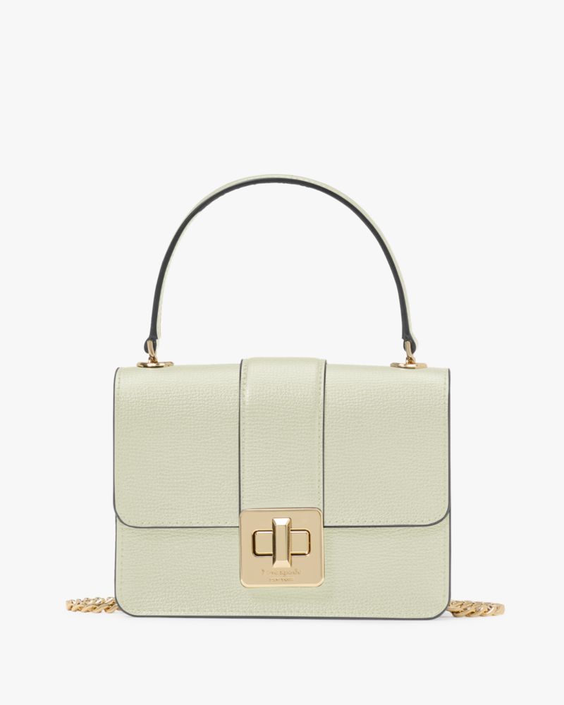 Kate Spade,Phoebe Turnlock Mini Flap Crossbody,Leather,Satchel,Logo,Gold Metal,Day Party,Work,