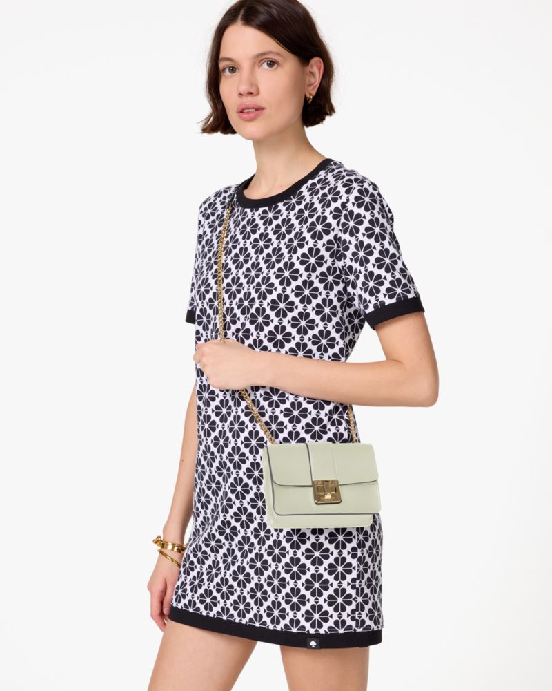 Kate Spade,Phoebe Turnlock Mini Flap Crossbody,Leather,Satchel,Logo,Gold Metal,Day Party,Work,