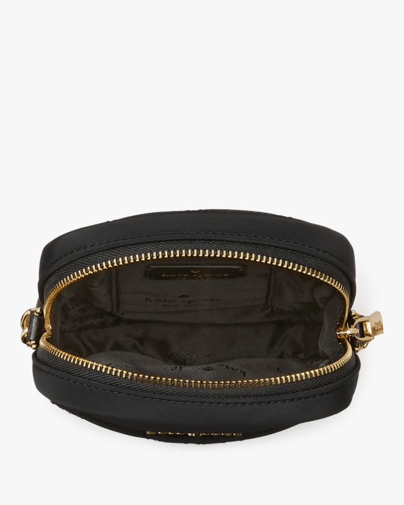 Kate Spade,スペード フラワー キルテッド ポリー ノース サウス フォン クロスボディ,テック,ブラック