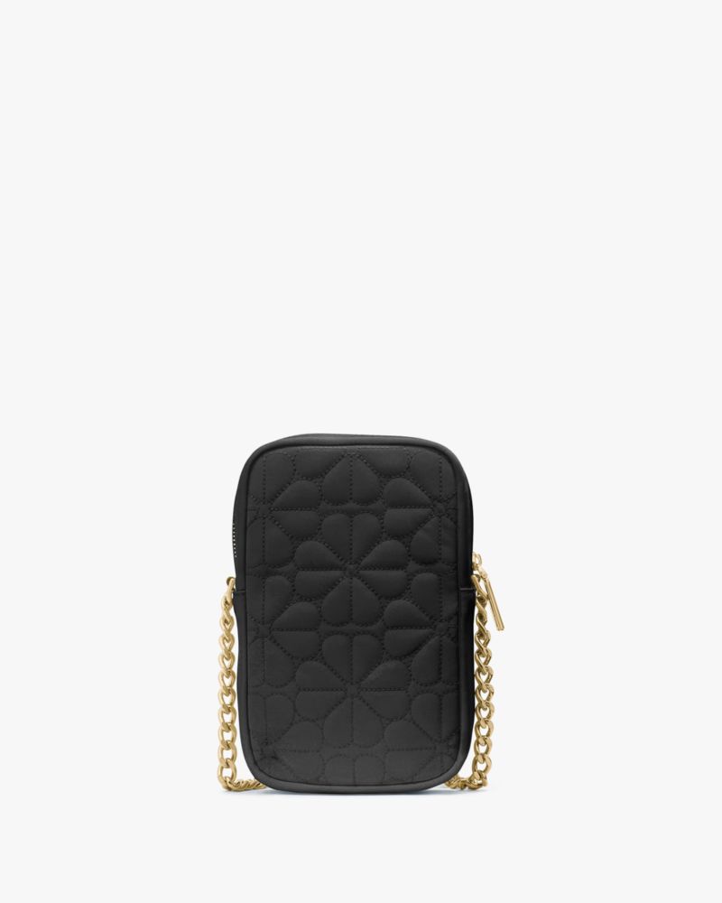Kate Spade,スペード フラワー キルテッド ポリー ノース サウス フォン クロスボディ,テック,ブラック