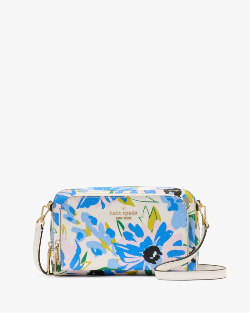Kate Spade,Staci Floral Dual Zip Around Mini Crossbody,Crossbody,Plastic,Metal,Logo,Casual,Multi Color
