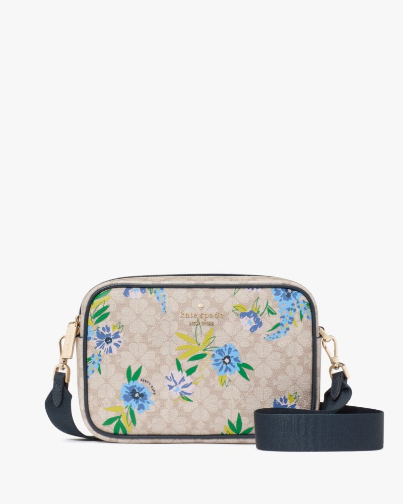 Kate Spade,Spade Flower Floral Camera Bag,Camera Bag,Piping,Metal,Casual,Beige