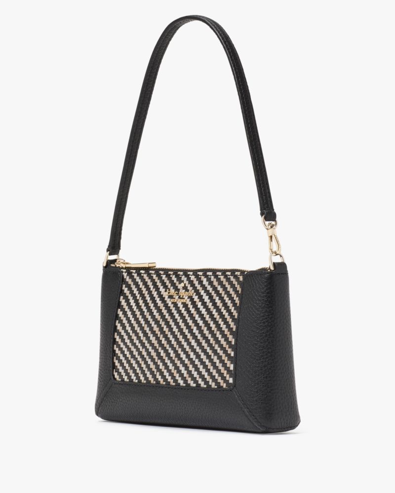 Kate Spade,Lena Straw Convertible Wristlet,Black