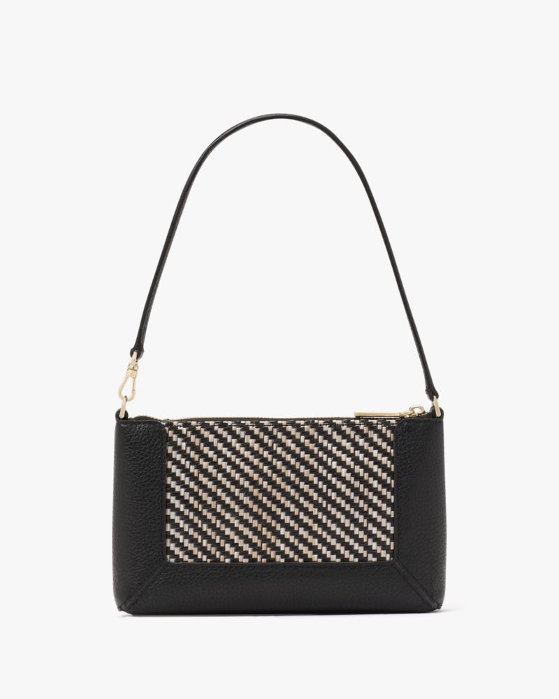 Kate Spade,Lena Straw Convertible Wristlet,Black