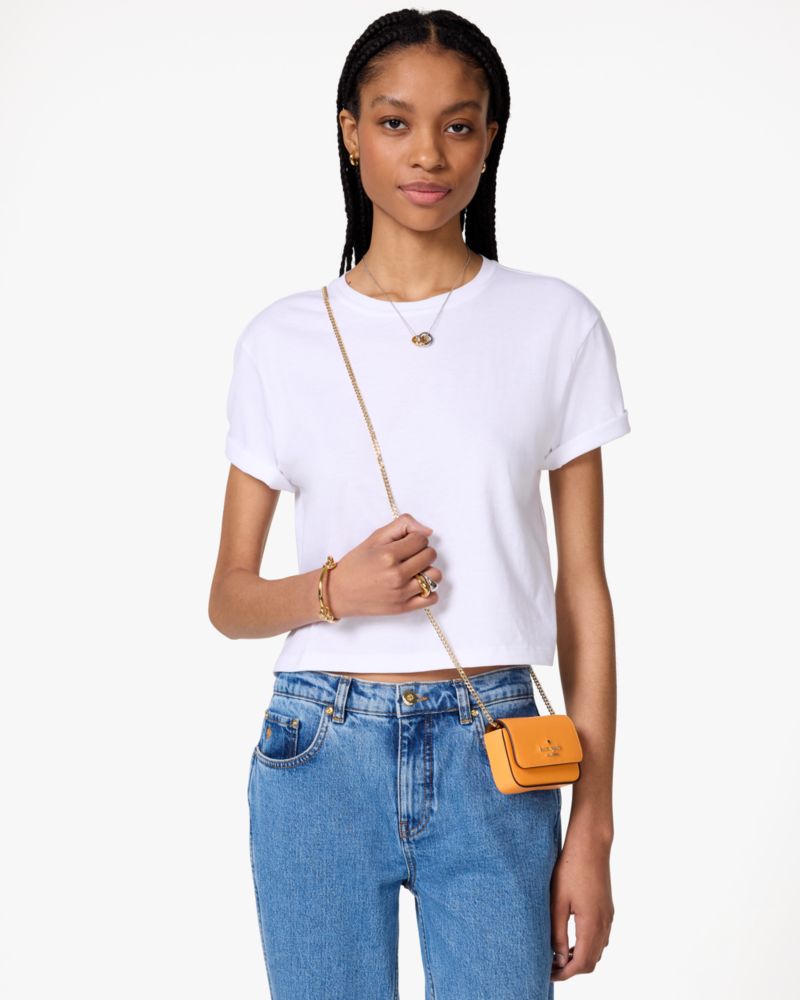 Kate Spade,Madison Card Case Crossbody,Leather,Card Case,Metal,Logo,Casual,Orange