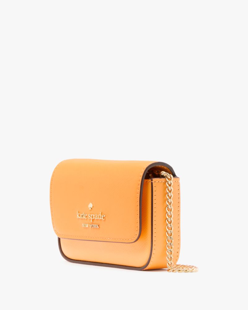 Kate Spade,Madison Card Case Crossbody,Leather,Card Case,Metal,Logo,Casual,Orange