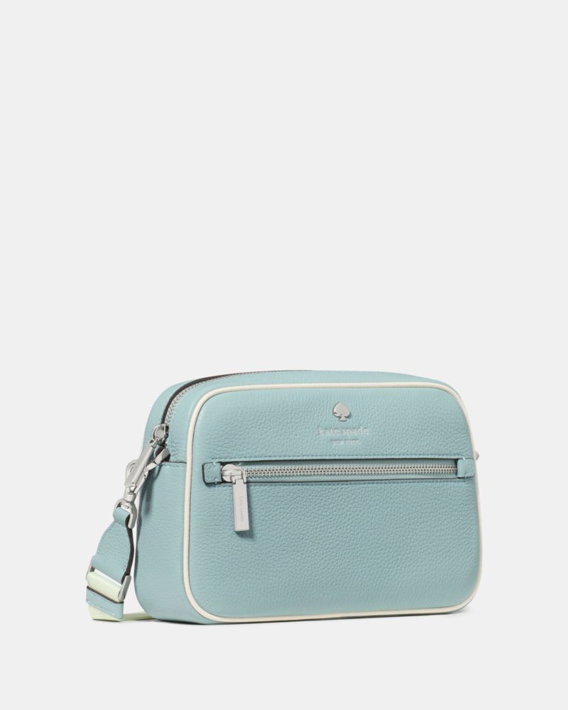 Kate Spade,Emma Colorblock Pebbled Leather Large Crossbody,Leather,Camera Bag,Logo,Color Block,Metal,Casual,Blue