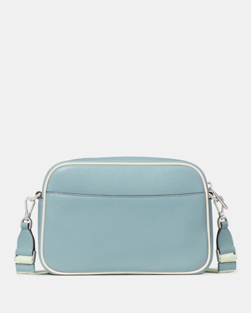 Kate Spade,Emma Colorblock Pebbled Leather Large Crossbody,Leather,Camera Bag,Logo,Color Block,Metal,Casual,Blue