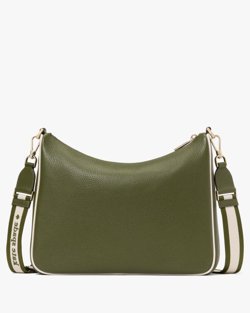 Kate Spade,Emma Large Crossbody,Leather,Crossbody,Logo,Metal,Gold Metal,Casual,Olive
