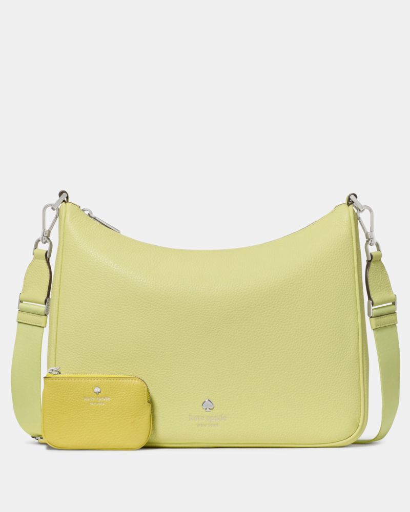 Kate Spade,Emma Large Crossbody,Leather,Crossbody,Logo,Metal,Gold Metal,Casual,Green