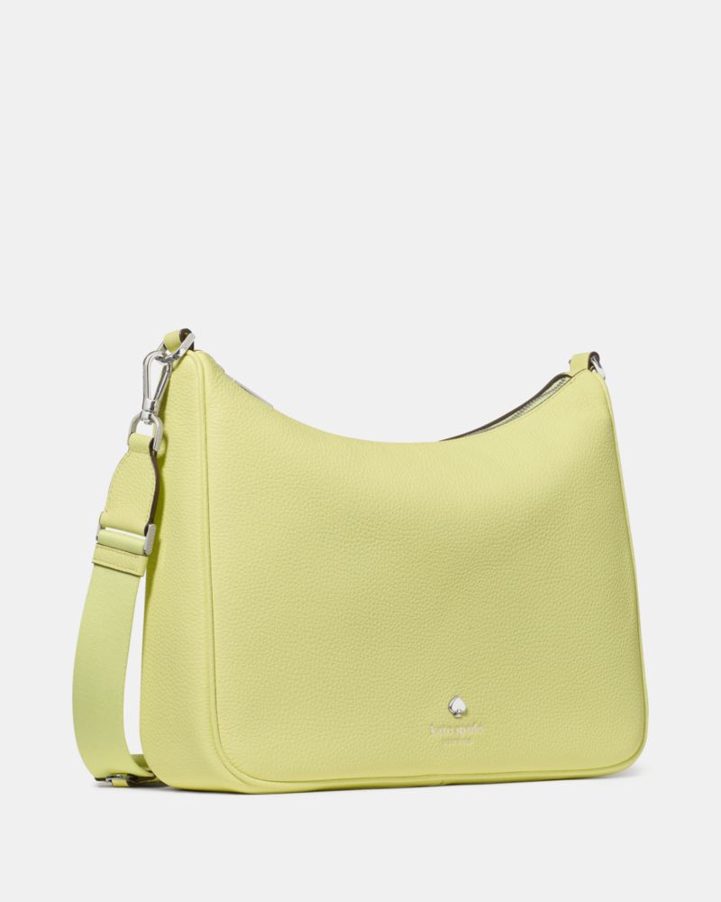 Kate Spade,Emma Large Crossbody,Leather,Crossbody,Logo,Metal,Gold Metal,Casual,Green