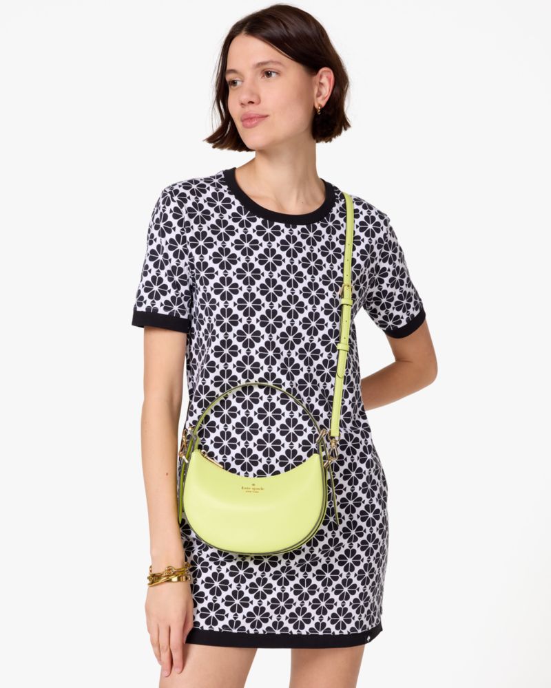 Kate Spade,Madison Saffiano Leather Crescent Shoulder Bag,Shoulder Bag,Metal,Logo,Gold Metal,Casual,Green