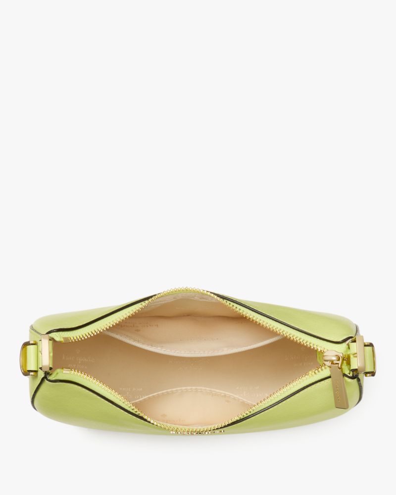 Kate Spade,Madison Saffiano Leather Crescent Shoulder Bag,Shoulder Bag,Metal,Logo,Gold Metal,Casual,Green