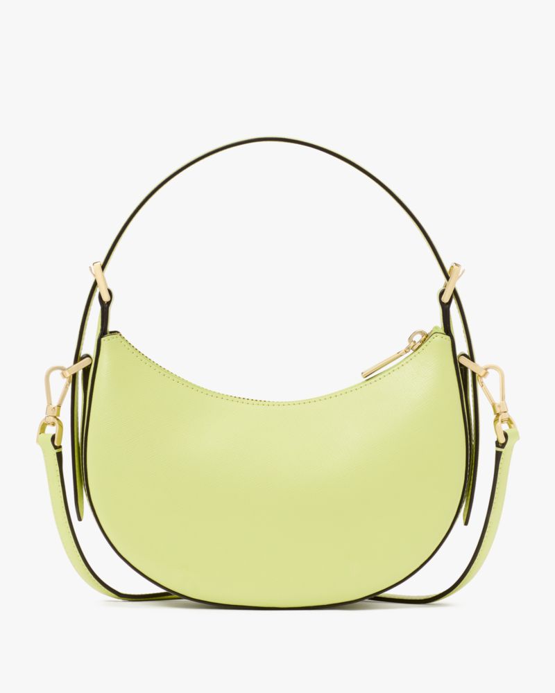Kate Spade,Madison Saffiano Leather Crescent Shoulder Bag,Shoulder Bag,Metal,Logo,Gold Metal,Casual,Green