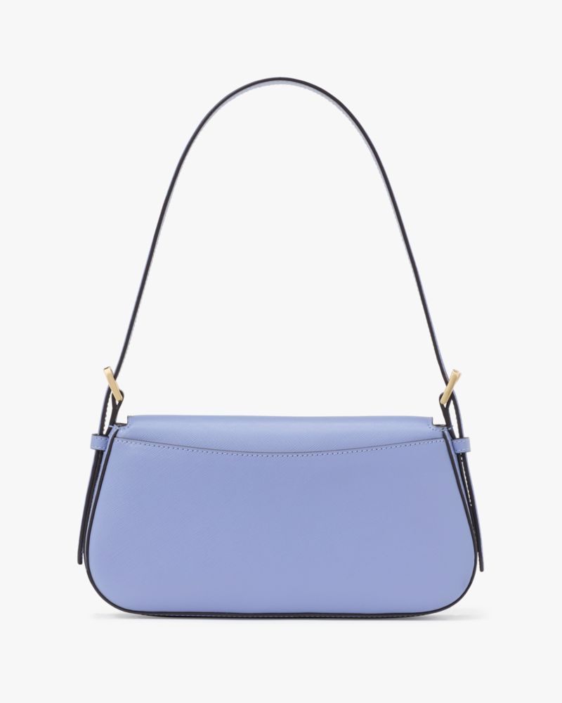 Kate Spade,Madison Saffiano Leather Small Flap Shoulder Bag,Leather,Shoulder Bag,Metal,Logo,Gold Metal,Casual,Blue