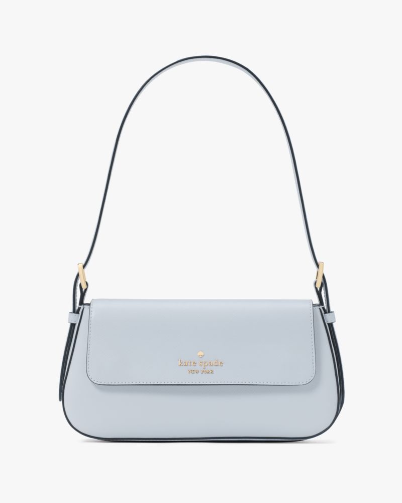 Kate Spade,Madison Saffiano Leather Small Flap Shoulder Bag,Leather,Shoulder Bag,Metal,Logo,Gold Metal,Casual,