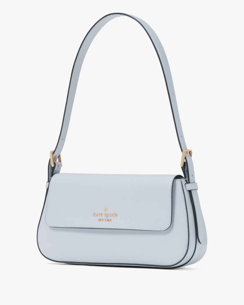 Kate Spade,Madison Saffiano Leather Small Flap Shoulder Bag,Leather,Shoulder Bag,Metal,Logo,Gold Metal,Casual,