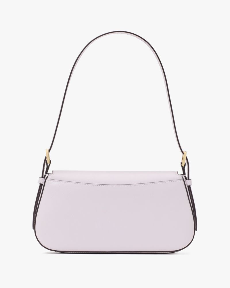 Kate Spade,Madison Saffiano Leather Small Flap Shoulder Bag,Leather,Shoulder Bag,Metal,Logo,Gold Metal,Casual,Lavender