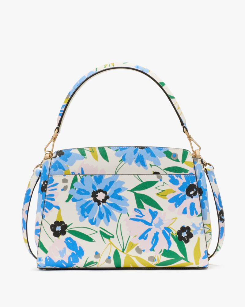 Kate Spade,Madison Floral Medium Top Handle Satchel,Satchel,Metal,Logo,Gold Plated,Day Party,White