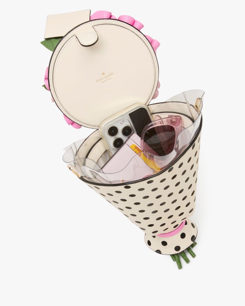 Kate Spade,Flora Flower Bouquet Crossbody,Leather,Crossbody,3D Embellishment,Embroidered,Day Party,Multi Color