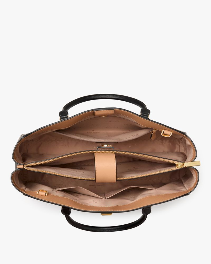 Kate Spade,Phoebe Commuter Tote,Leather,Tote,Gold Metal,Work,Black