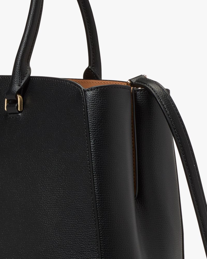 Kate Spade,Phoebe Commuter Tote,Leather,Tote,Gold Metal,Work,Black