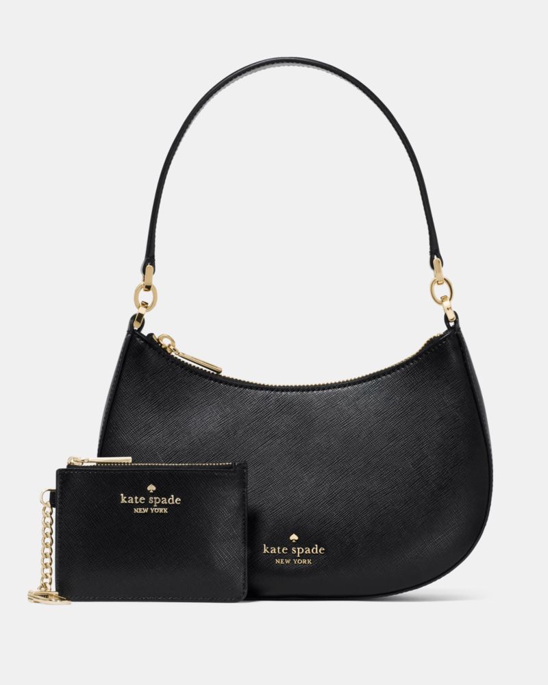 Kate Spade,Paige Shoulder Bag,Crossbody,Metal,Logo,Gold Plated,Casual,Black
