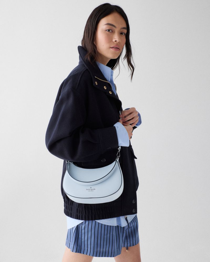 Kate Spade,Paige Shoulder Bag,Crossbody,Logo,Metal,Gold Plated,Casual,Blue