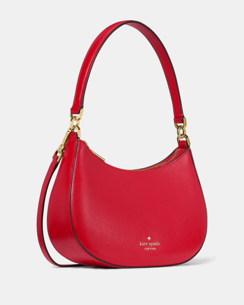 Kate Spade,Paige Medium Convertible Crossbody,Crossbody,Logo,Metal,Gold Plated,Casual,Maroon