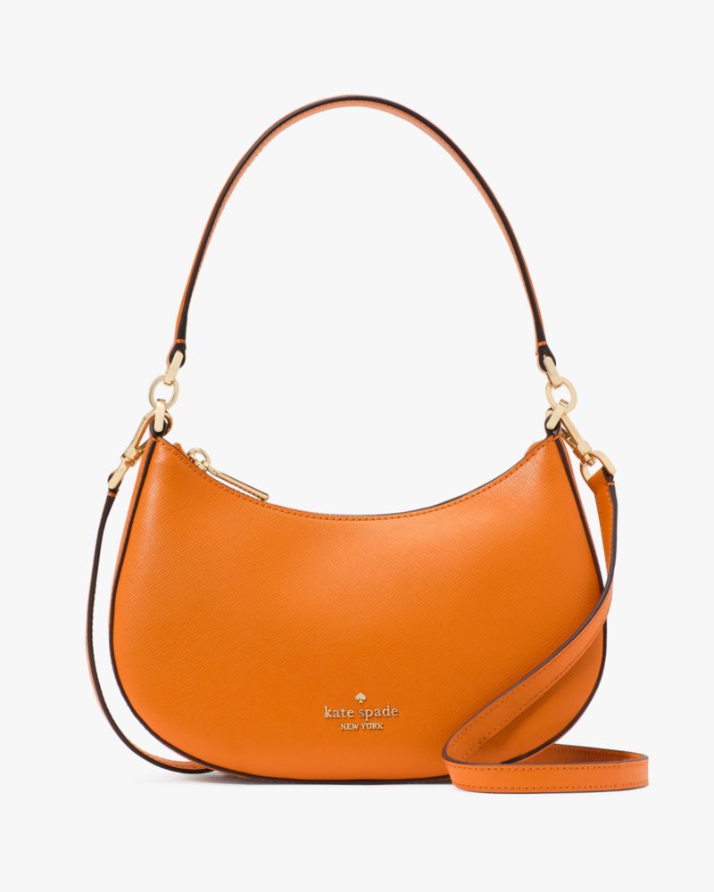 Kate Spade,Paige Convertible Crossbody,Crossbody,Logo,Metal,Gold Plated,Casual,Burnt Orange