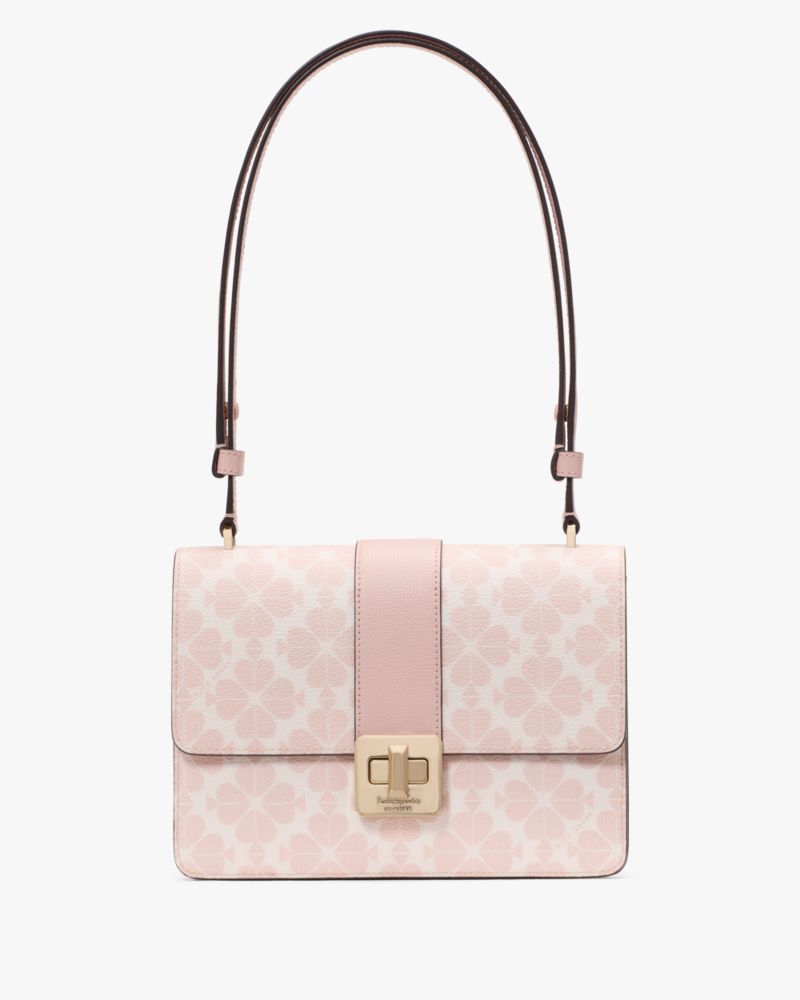 Kate Spade,Spade Flower Small Flap Shoulder Bag,Shoulder Bag,Logo,Adjustable,Gold Metal,Day Party,Pink