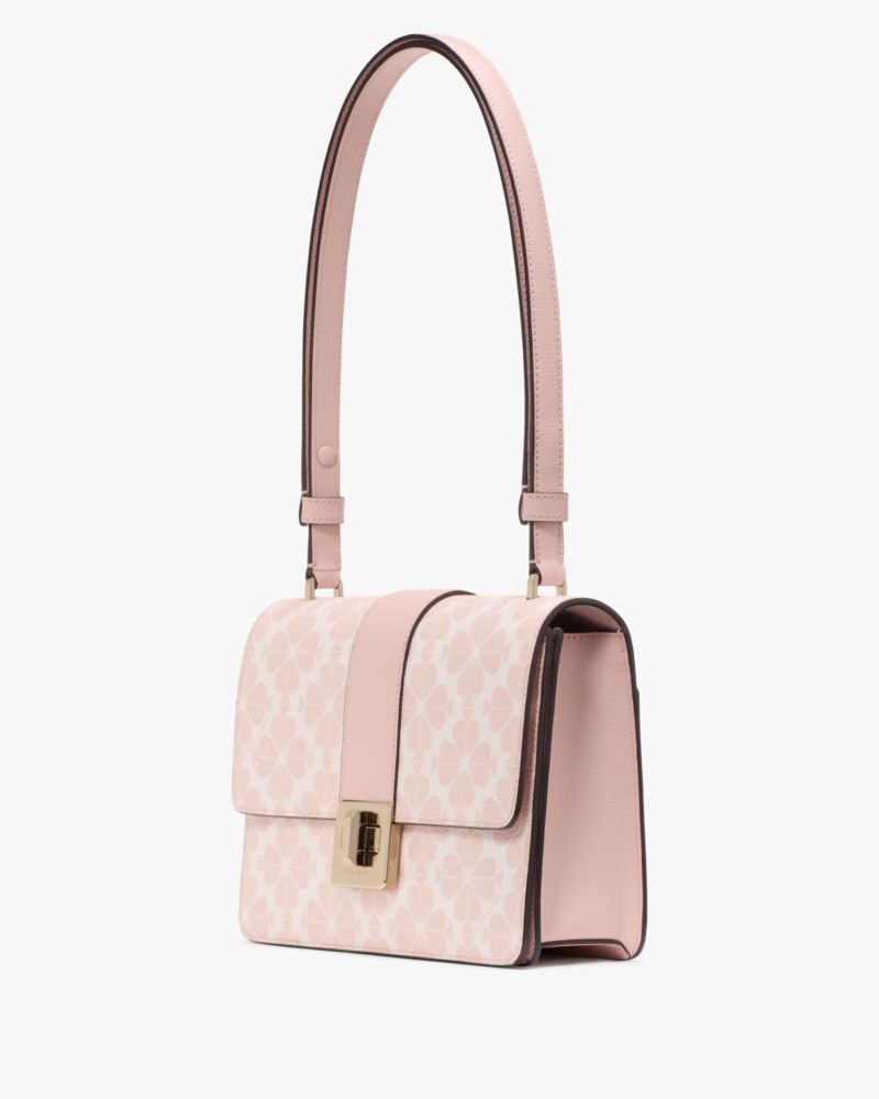 Kate Spade,Spade Flower Small Flap Shoulder Bag,Shoulder Bag,Logo,Adjustable,Gold Metal,Day Party,Pink