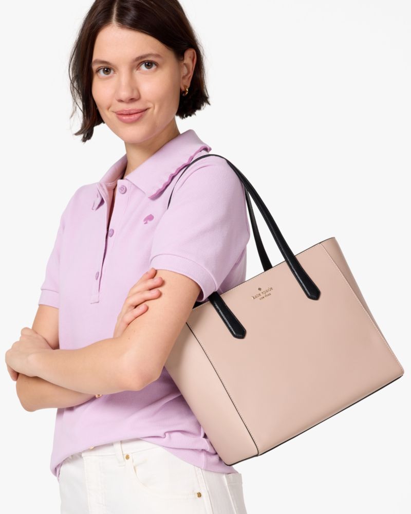 Kate Spade,Staci Medium Tote,Tote,Metal,Logo,Casual,Beige